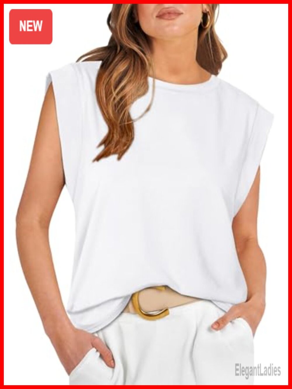 Cap Sleeve Loose Fit Summer Tee Crew Neck Business Casual